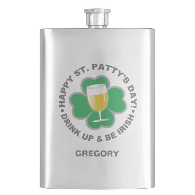 Petaca matraz de nombre personalizado de San Patricio (Anverso)