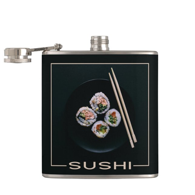 Petaca Matraz de nombre personalizado de sushi (Abierto)