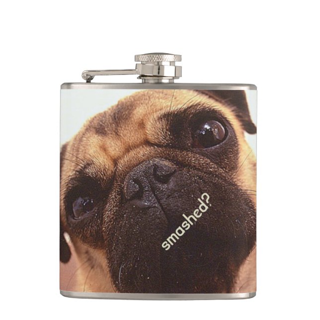 Petaca Matraz de perro de pug lindo divertido personaliza (Anverso)