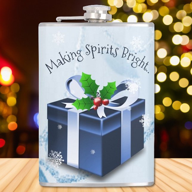 Petaca Matraz de regalo de los Navidades azules (Blue Christmas Gift Flask)