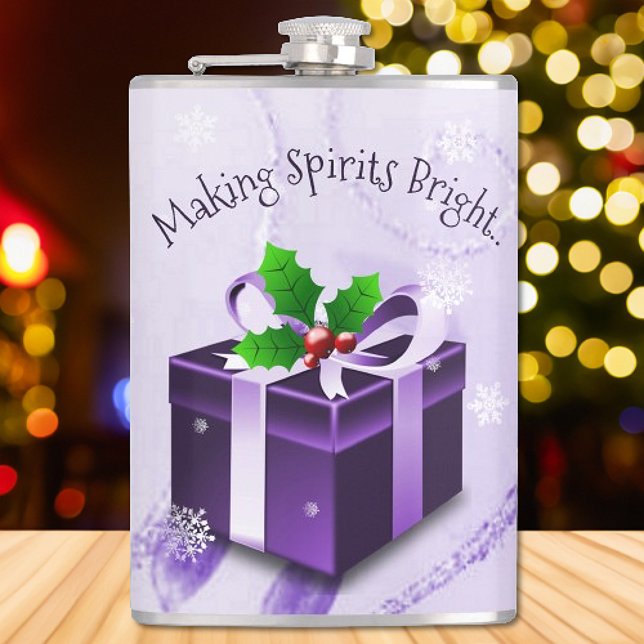 Petaca Matraz de regalo de Navidades morados (Purple Christmas Gift Flask)