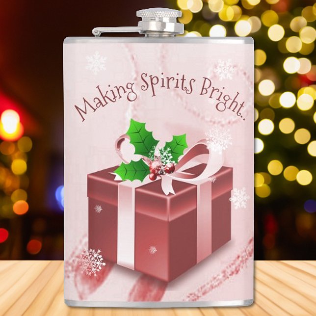 Petaca Matraz de regalo de Navidades rojos (Red Christmas Gift Flask)