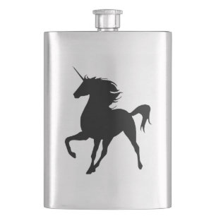 Petaca Matraz de silueta de Unicornio negro