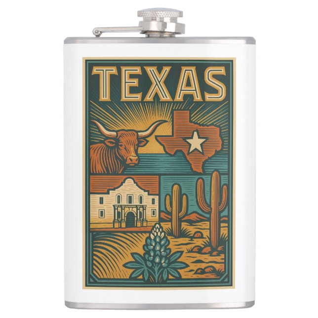 Petaca Matraz de Texas - Matraz de bolsillo de acero inox (Anverso)