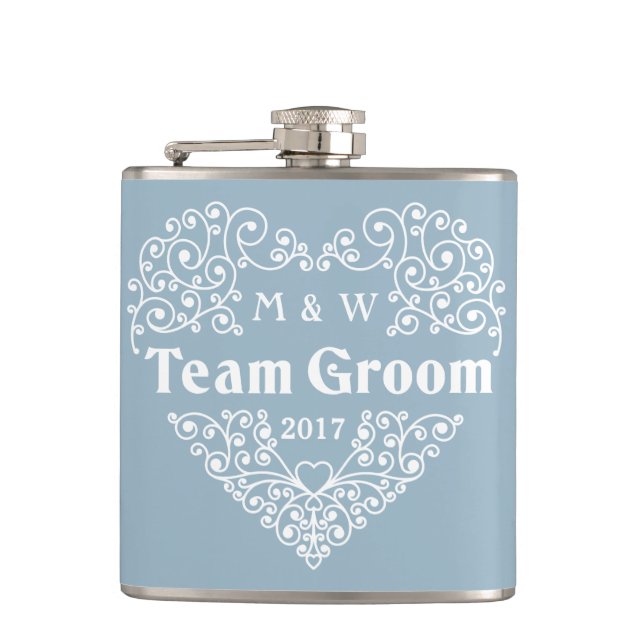 Petaca Matraz de texto de Team Groom personalizado (Anverso)
