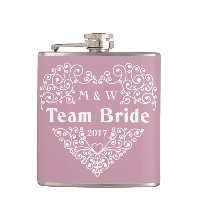 Petaca Matraz de texto del personalizado de novia del equ (Anverso)