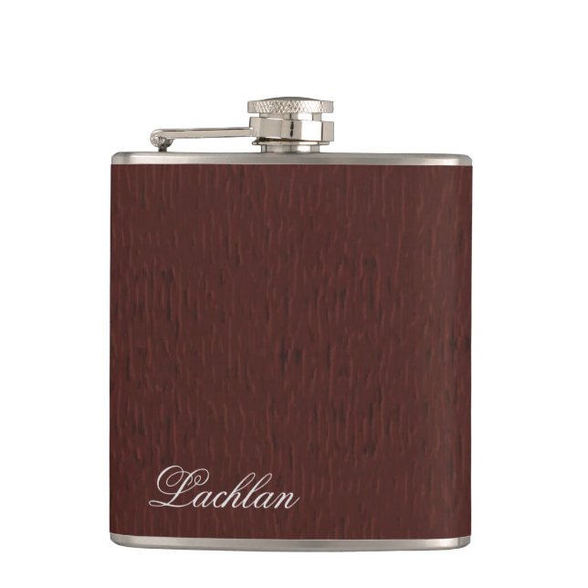 Petaca Matraz de textura falsa de cuero marrón personaliz (Anverso)