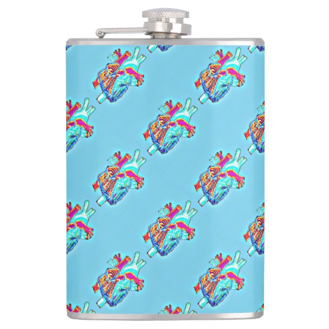 Petaca Matraz de vinílico con estampado anatómico de Neon (Anverso)