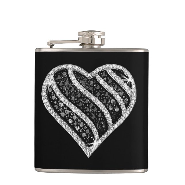 Petaca Matraz del corazón del diamante negro (Anverso)