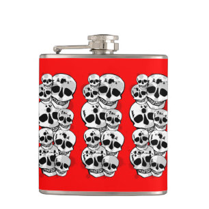 Petaca Matraz del cráneo de la pintura roja blanca negra