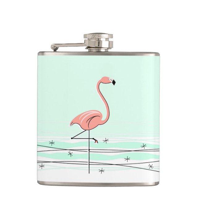 Petaca Matraz envuelto de Flamingo Aqua (Anverso)