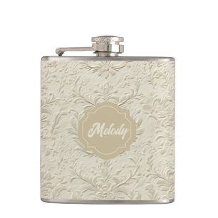 Petaca Matraz envuelto de vinílico floral Grabado en reli