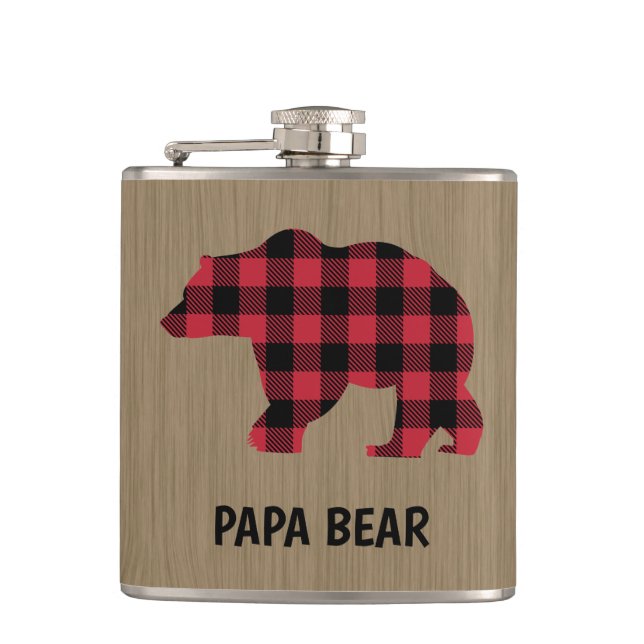 Petaca Matraz envuelto de vinilo de búfalo de oso de papá (Anverso)