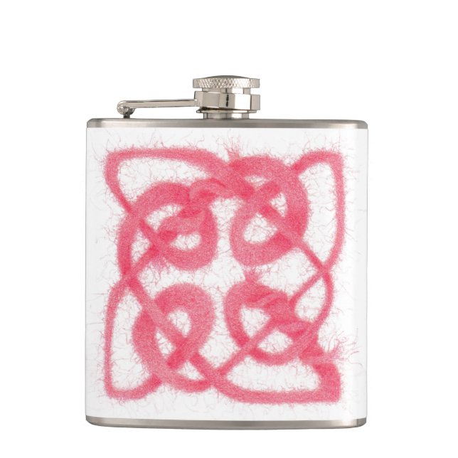 Petaca Matraz envuelto de vinilo de KNOT CÉLTICO ROSA (Anverso)