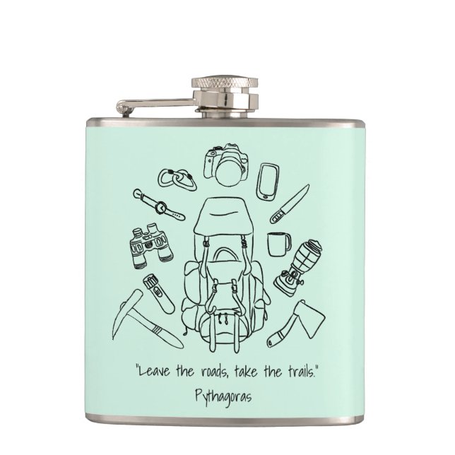 Petaca Matraz envuelto de vinilo de senderismo inspirador (Anverso)