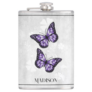 Petaca Matraz floral de mariposa morada