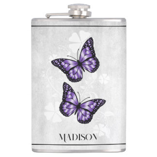 Petaca Matraz floral de mariposa morada