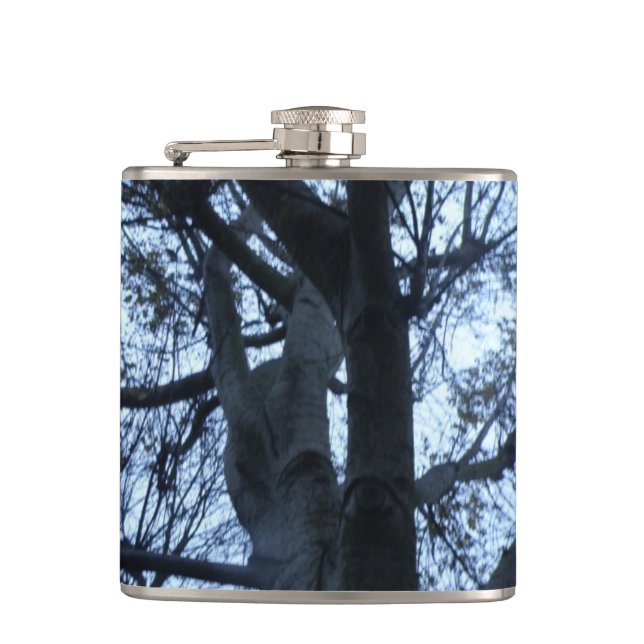 Petaca Matraz fotográfico de silueta de árbol (Anverso)