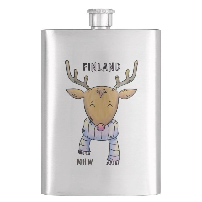 Petaca Matraz monograma de personalizado de renos de Finl (Anverso)