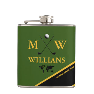 Petaca Matraz monogramada de golf personalizado para los