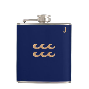 Petaca Matraz Monogramado Azul - Zodiaco - Aquarius