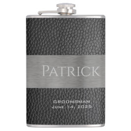 Petaca Matraz monogramado de papel de cuero y Metalizado