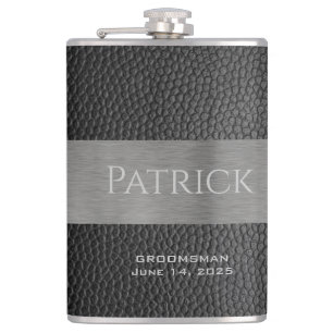 Petaca Matraz monogramado de papel de cuero y Metalizado