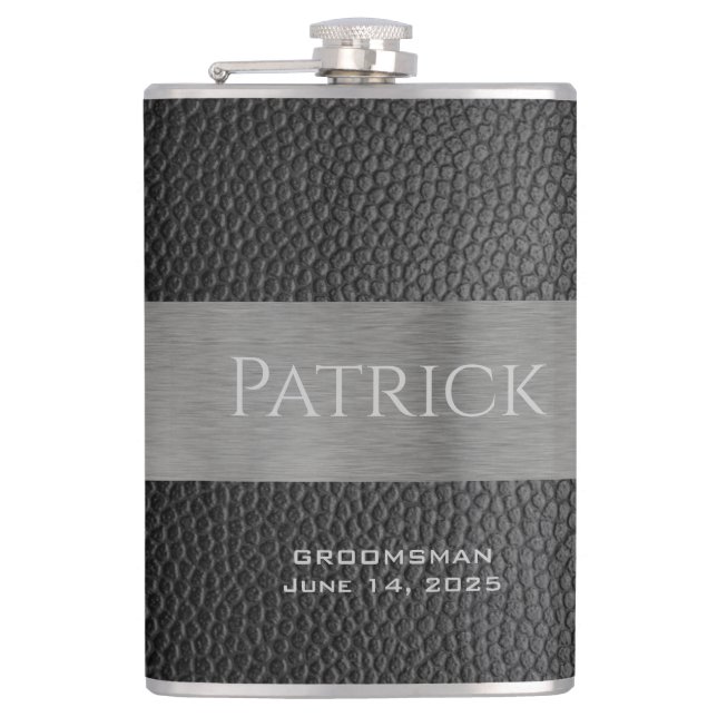 Petaca Matraz monogramado de papel de cuero y Metalizado (Anverso)