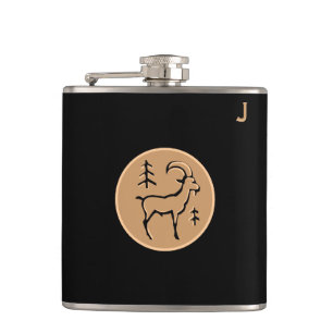 Petaca Matraz Monogramado Negro - Zodiaco - Capricornio