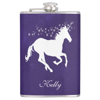 Petaca Matraz personalizado de unicornio morado