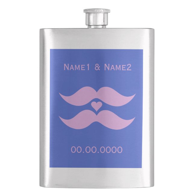 Petaca Matraz premium personalizado de bigotes rosados (Anverso)