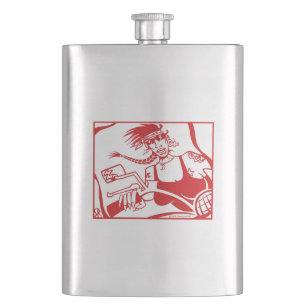 Petaca Matraz rojo de acero inoxidable para motociclista