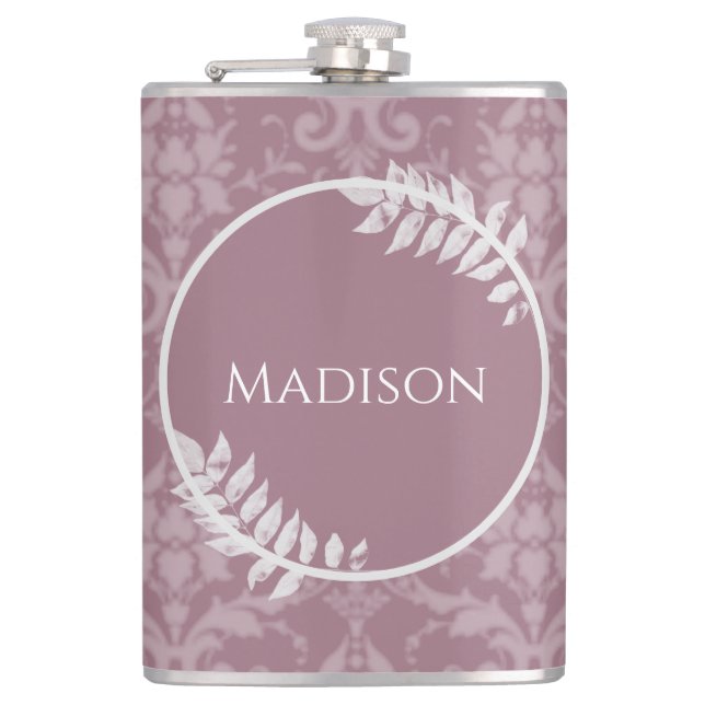 Petaca Mauve Elegant Damask Flask (Anverso)