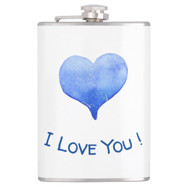 Petaca Me Encanta Tu Corazón Azul Cute Valentine (Anverso)