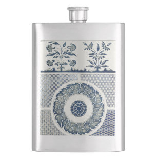 Petaca Medallón Chino: Chinoiserie Azul Índigo