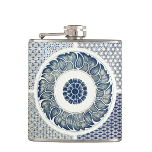 Petaca Medallón Chino: Chinoiserie Azul Índigo