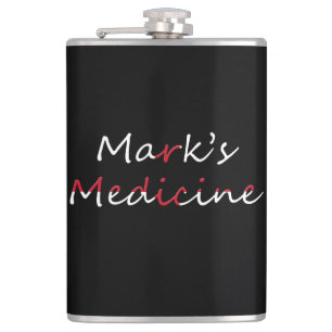 Petaca Medicina de cualquier nombre en la bandera de Ingl