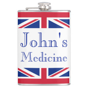 Petaca Medicina de nombres personalizables con Union Jack