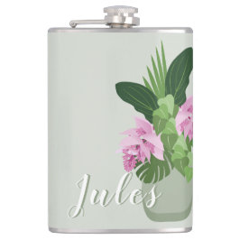 Petaca Medinilla tropical Flor rosa en verde