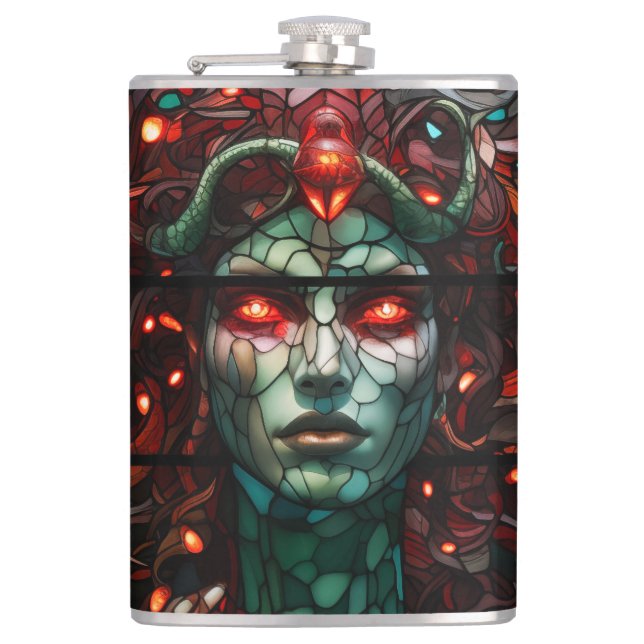 Petaca Medusa - Estilo Tiffany de la ventana de vidrio ma (Anverso)
