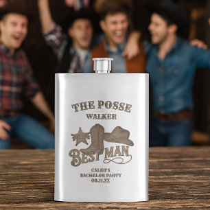 Petaca Mejor Amigo Posse Vaquero Rústico Despedida de Sol