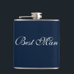 Petaca Mejor Flask para hombre<br><div class="desc">El matraz para el mejor hombre se muestra en azul marino y blanco. Personalizar este artículo o compra tal cual.</div>
