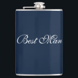 Petaca Mejor Flask para hombre<br><div class="desc">El matraz para el mejor hombre se muestra en azul marino y blanco. Personalizar este artículo o compra tal cual.</div>