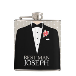 Petaca Mejor hombre botón de rosado rojo de tuxedo llamad