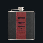 Petaca Mejor hombre de cuero falso negro y rojo<br><div class="desc">Elegante efecto cosido de cuero rojo y negro vintage. Mejor personalizable de hombre.</div>