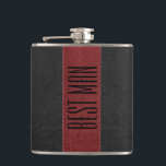Petaca Mejor hombre de cuero falso negro y rojo<br><div class="desc">Elegante efecto cosido de cuero rojo y negro vintage. Mejor personalizable de hombre.</div>