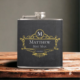 Petaca Mejor Hombre de Vintage de Estilo Negro y Oro