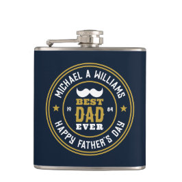 Petaca Mejor Papá Día del Padre en la Insignia Retro Vint
