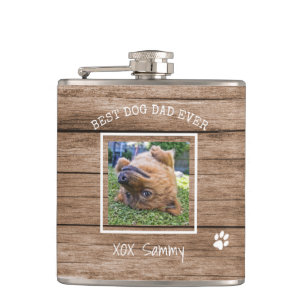 Petaca Mejor Papá Perro Rustico Foto Personalizada