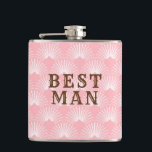 Petaca Mejor Patrón De Art Deco Blanco Y Rosa-Hombre<br><div class="desc">Elegante patrón geométrico art deco rosa y blanco- Mejor texto hombre que se puede personalizar.</div>